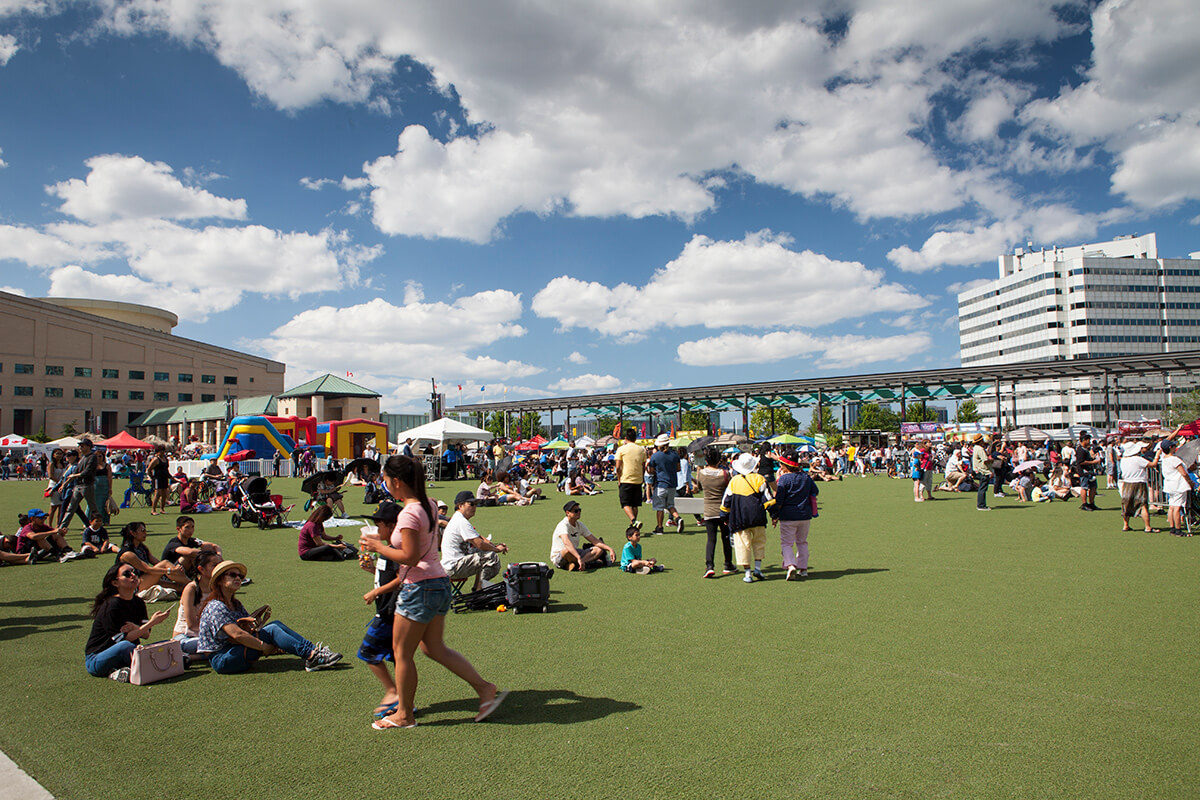 People attending a Cultural Event at Celebration Square